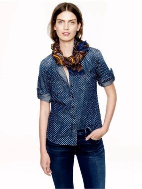NWOT J Crew Chambray Shirt in Star Dot- sz 4
